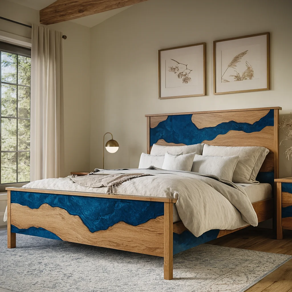 Midnight Blue Platform Bed